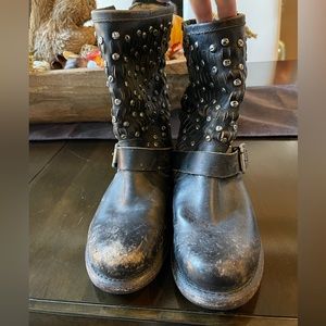 FRYE Black moto boots- size 7